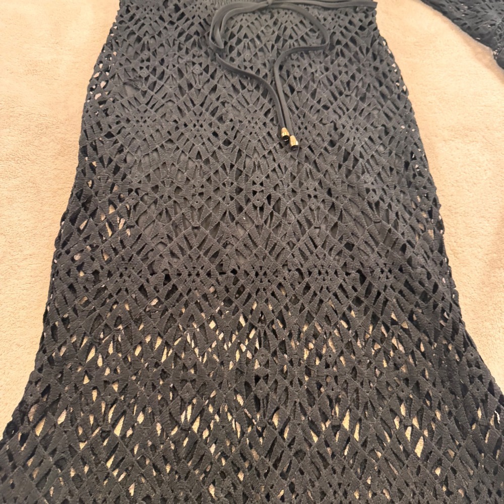 The Clothing Company Crochet Swim Cover Bell Sleeve Maxi Dress Witchy Boho Sz M - Picture 11 of 16